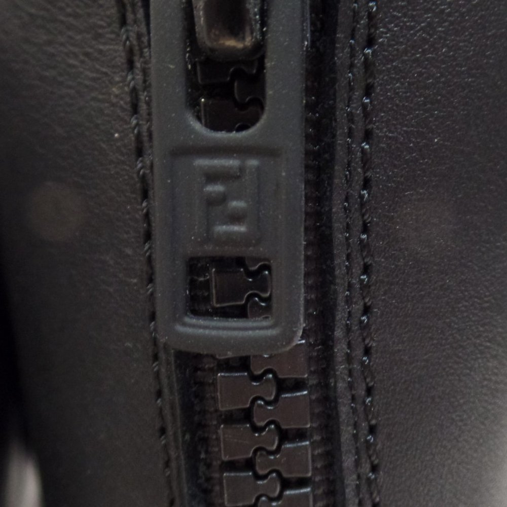 Fendi Caroline Fur Trimmed Buckle Accent Black Leather Boots Sz 39.5 or US Sz 9 - Picture 6 of 16
